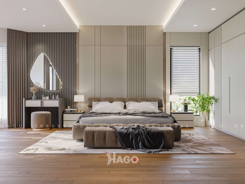 Thiết kế nội thất phòng ngủ Master nhà phố hiện đại Luxury