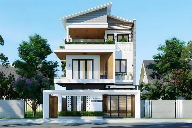 Mẫu nhà 4 tầng mái lệch Mẫu nhà 4 tầng mái lệch