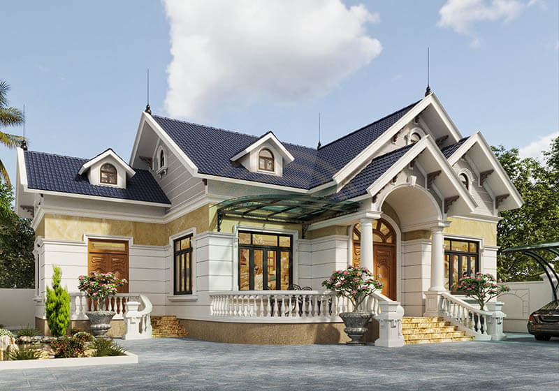 Mẫu nhà biệt thự 200m2 mái bằng