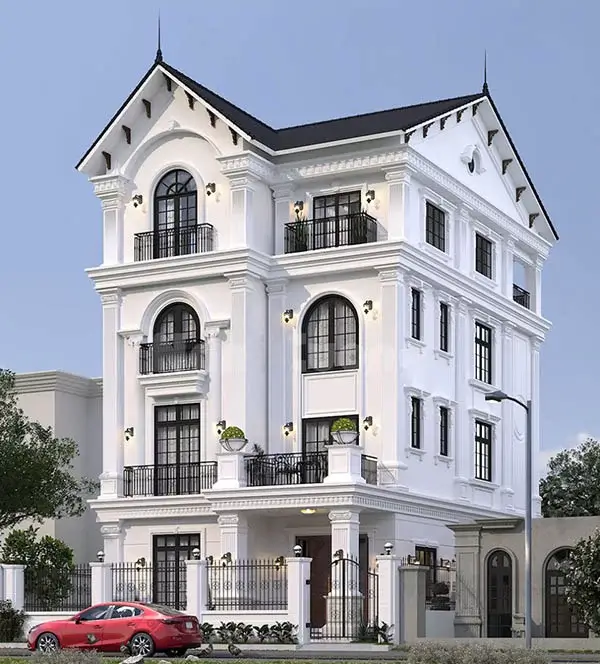 Thiết kế biệt thự 4 tầng kiểu Châu Âu đẹp mắt, hiện đại