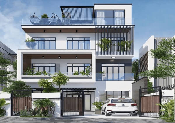 Thiết kế biệt thự, nhà phố 4 tầng hiện đại