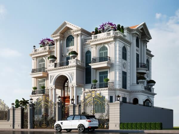 Thiết kế biệt thự 4 tầng cổ điển sang trọng