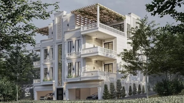 Thiết kế biệt thự 4 tầng cổ điển kết hợp hiện đại