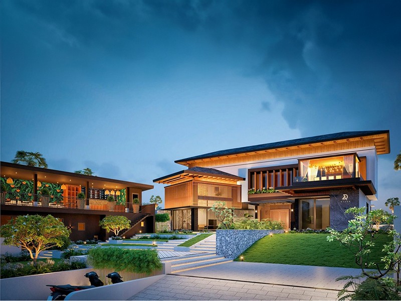 Với diện tích 400m2, không nên xây dựng quá dày đặc mà cần phân chia hợp lý