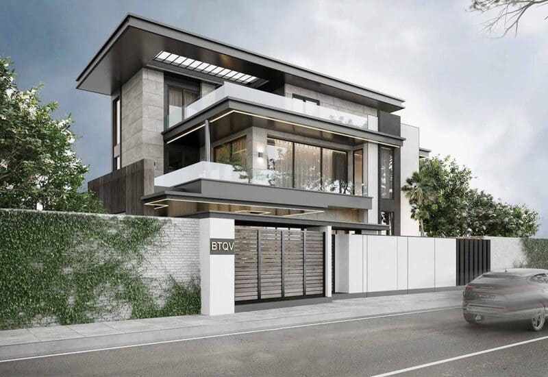 Nhà biệt thự 2 tầng đẹp hiện đại tối giản