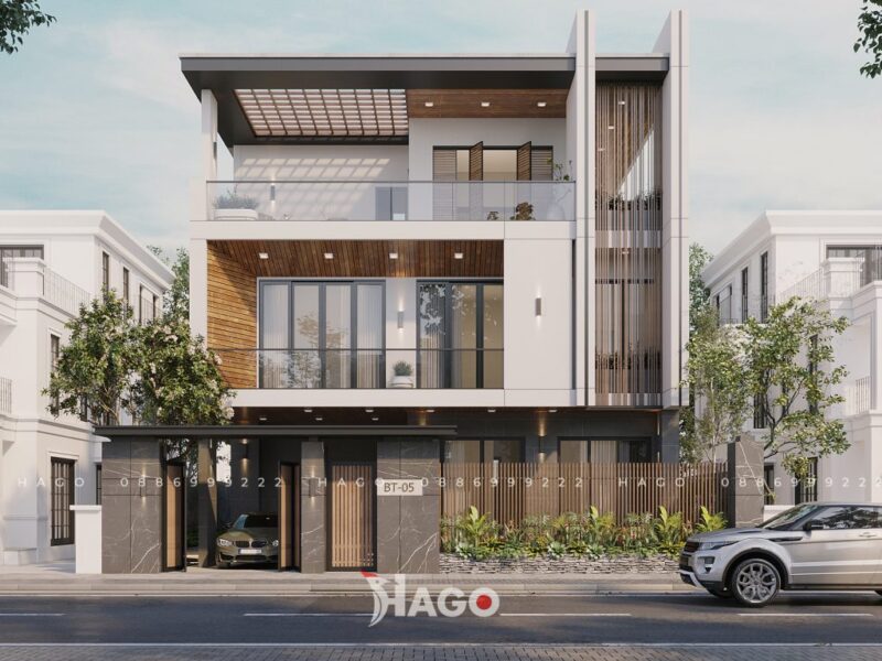 Mẫu biệt thự 2 tầng 3 phòng ngủ có sân trước