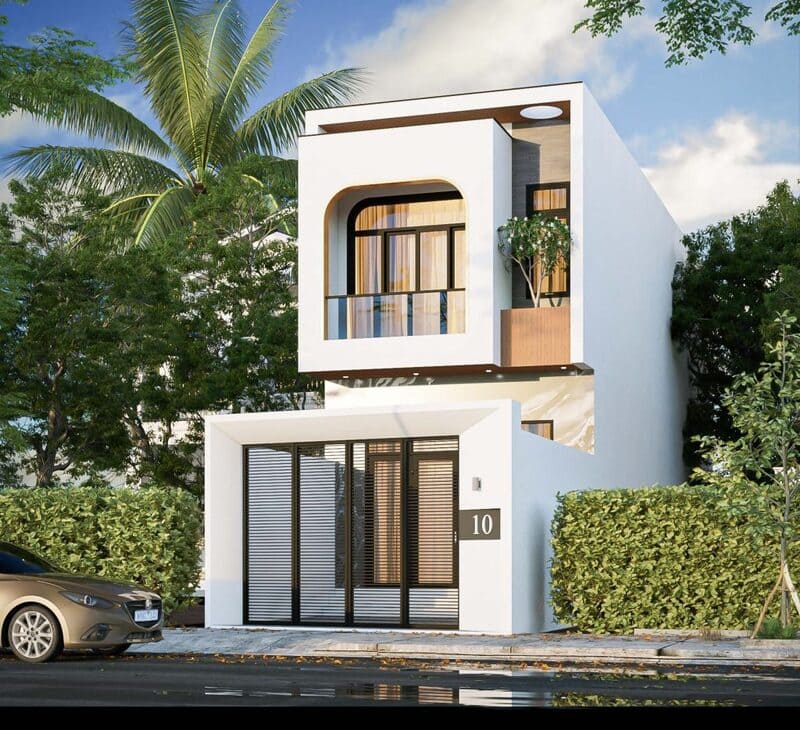 Mẫu nhà biệt thự 2 tầng có thêm tầng áp mái