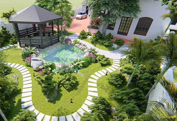 Thiết kế biệt thự sân vườn với phong cách tân cổ điển