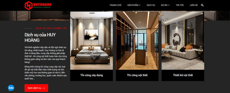 Website của công ty Kiến trúc và Nội thất Huy Hoàng Website của công ty Kiến trúc và Nội thất Huy Hoàng